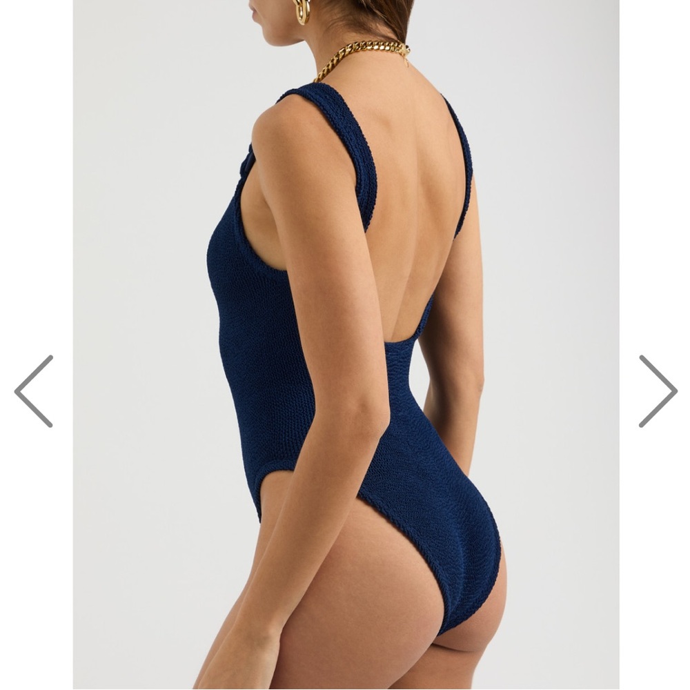 Hunza G Navy Blue Square Neck One-Piece Swimsuit - Picture 8 of 13